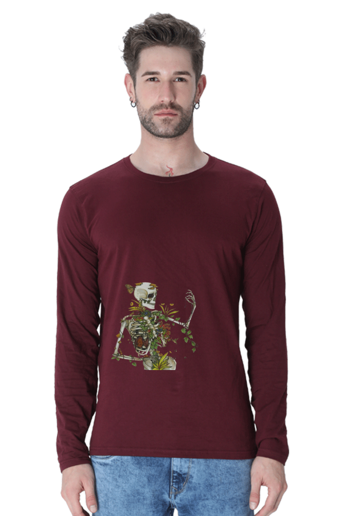 skull with flower full sleeve t shirt