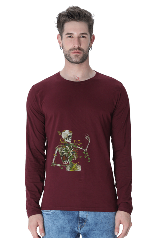 skull with flower full sleeve t shirt