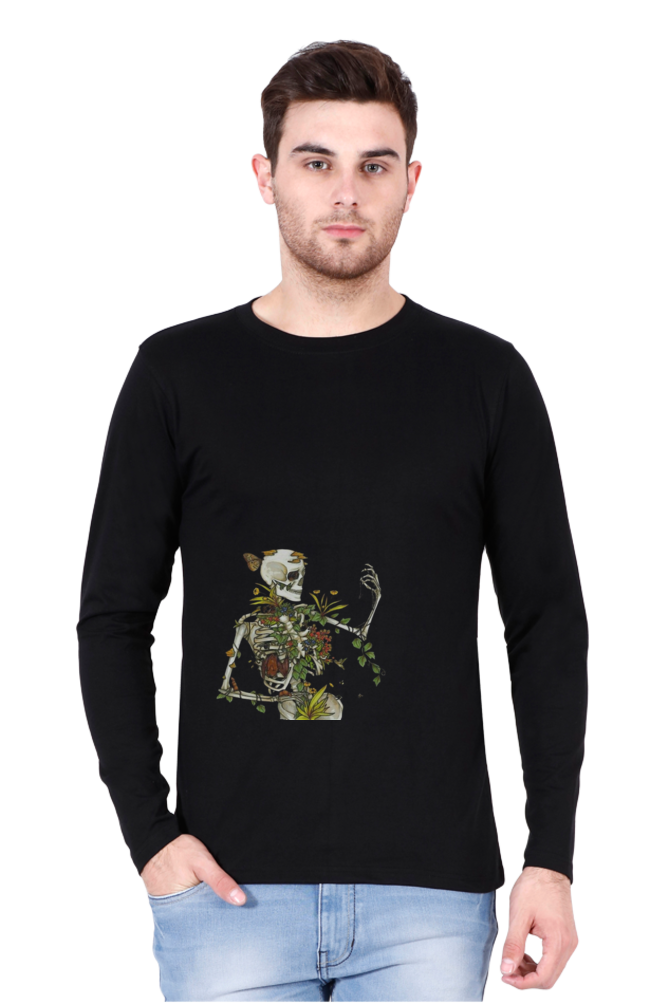 skull with flower full sleeve t shirt