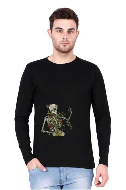 skull with flower full sleeve t shirt