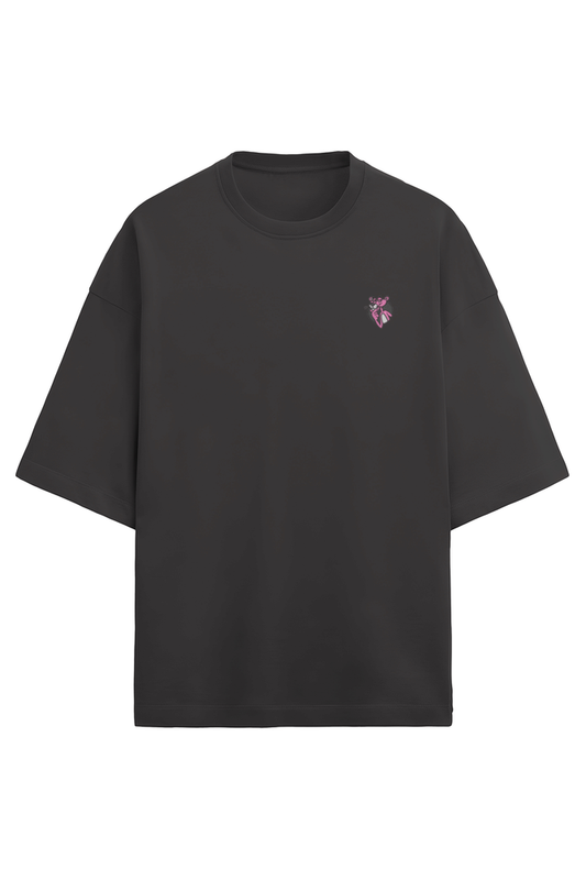 Pink panther with minimal embroidery Oversized t shirt