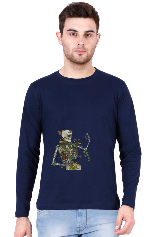 skull with flower full sleeve t shirt