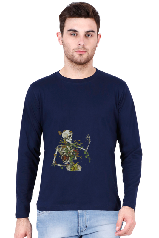 skull with flower full sleeve t shirt