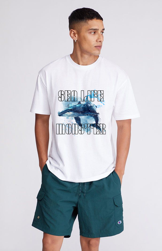 Sea life white regular fit t shirt